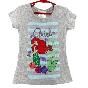 VTG Ariel The Little Mermaid Sweeteen DEADSTOCK Shirt Grey SZ 5/6 Disney NEW 90s